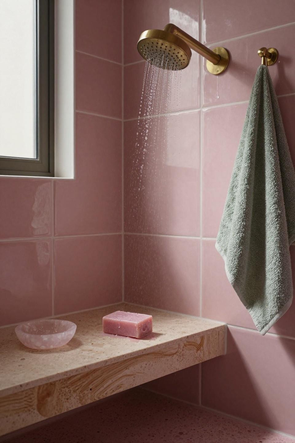 Modern Pink Bathroom - textural closeup of materials