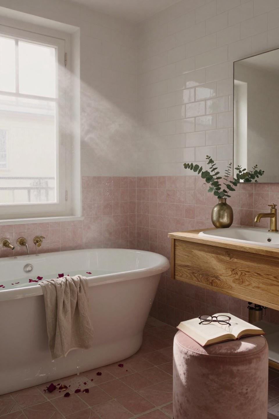 Blush Bathroom - Haussmann with original flooring