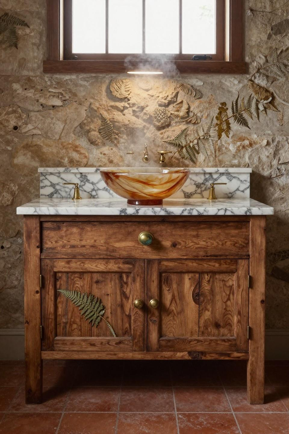 Rustic Bathroom Designs - reclaimed wood vanity with vessel sink