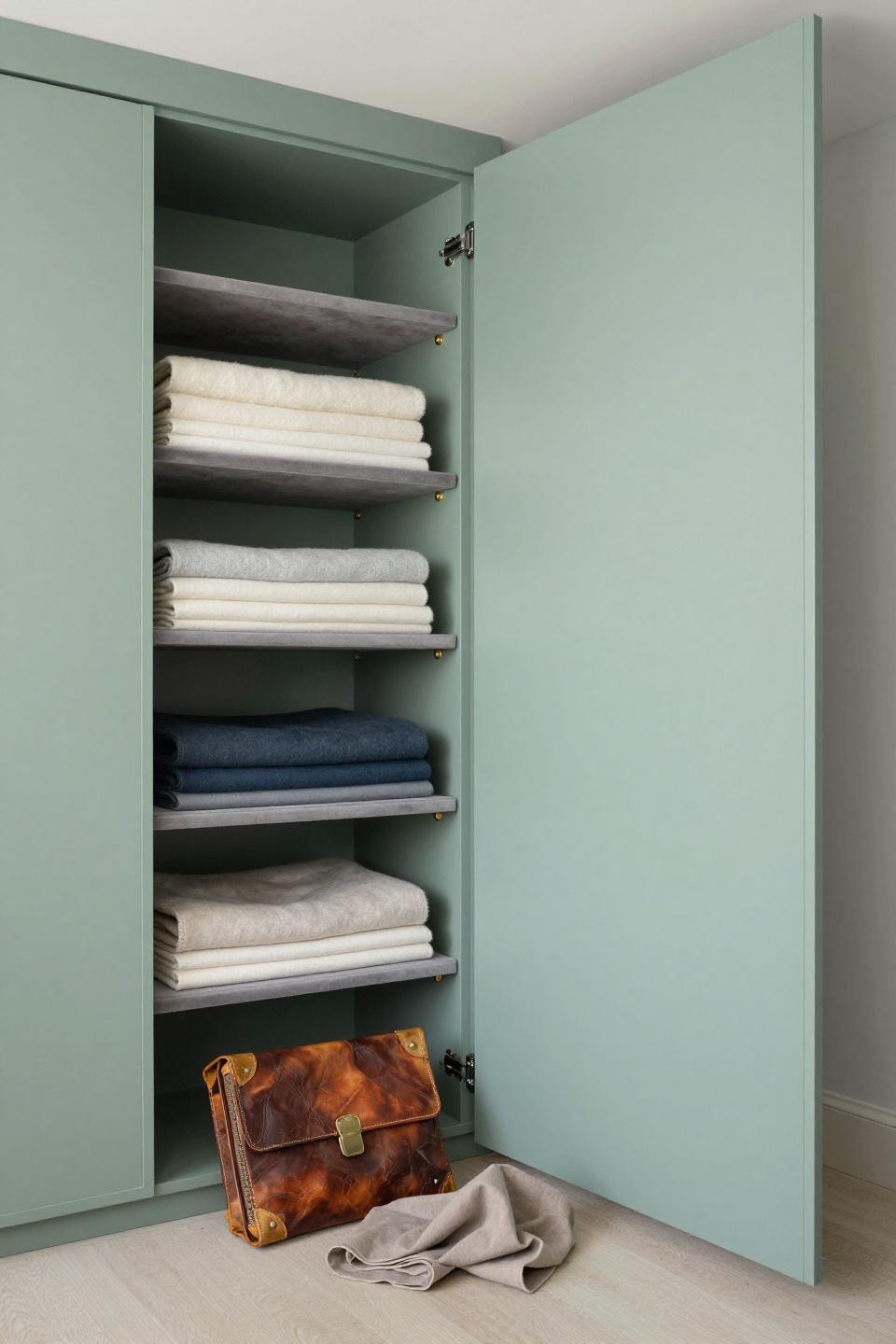 Bedroom Cupboard Designs Colour - matte sage green sliding panels
