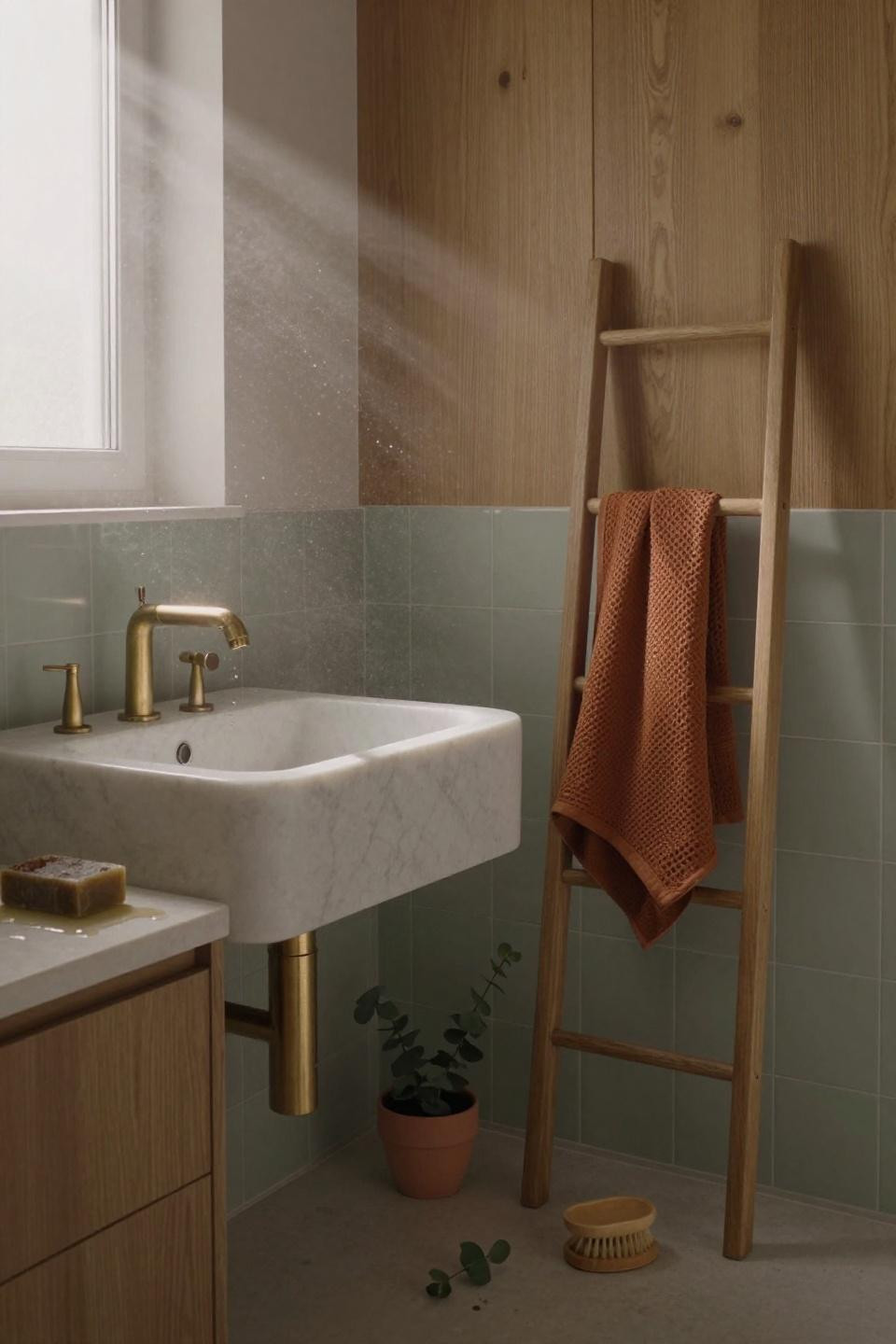 Small Modern Bathroom - Copenhagen townhouse with sage tiles