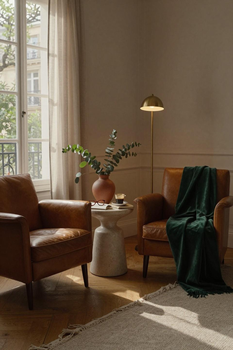 Luxury Living Room - Parisian apartment with herringbone floors
