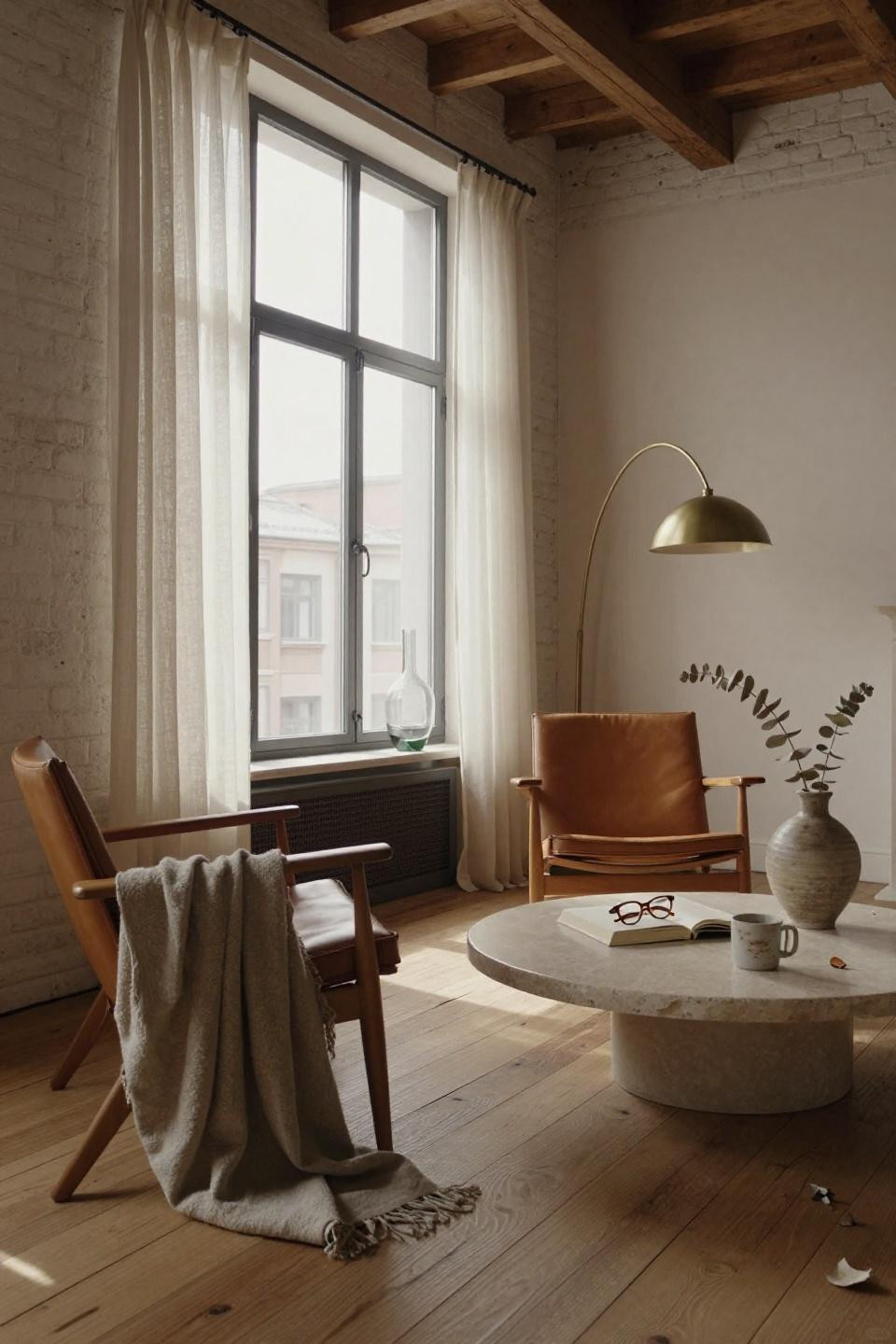 Lounge Room Ideas - Wegner Ox chairs with travertine table