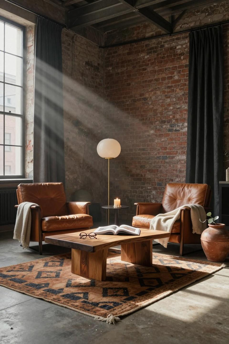 Modern Living Room Decor - warehouse with steel-framed windows