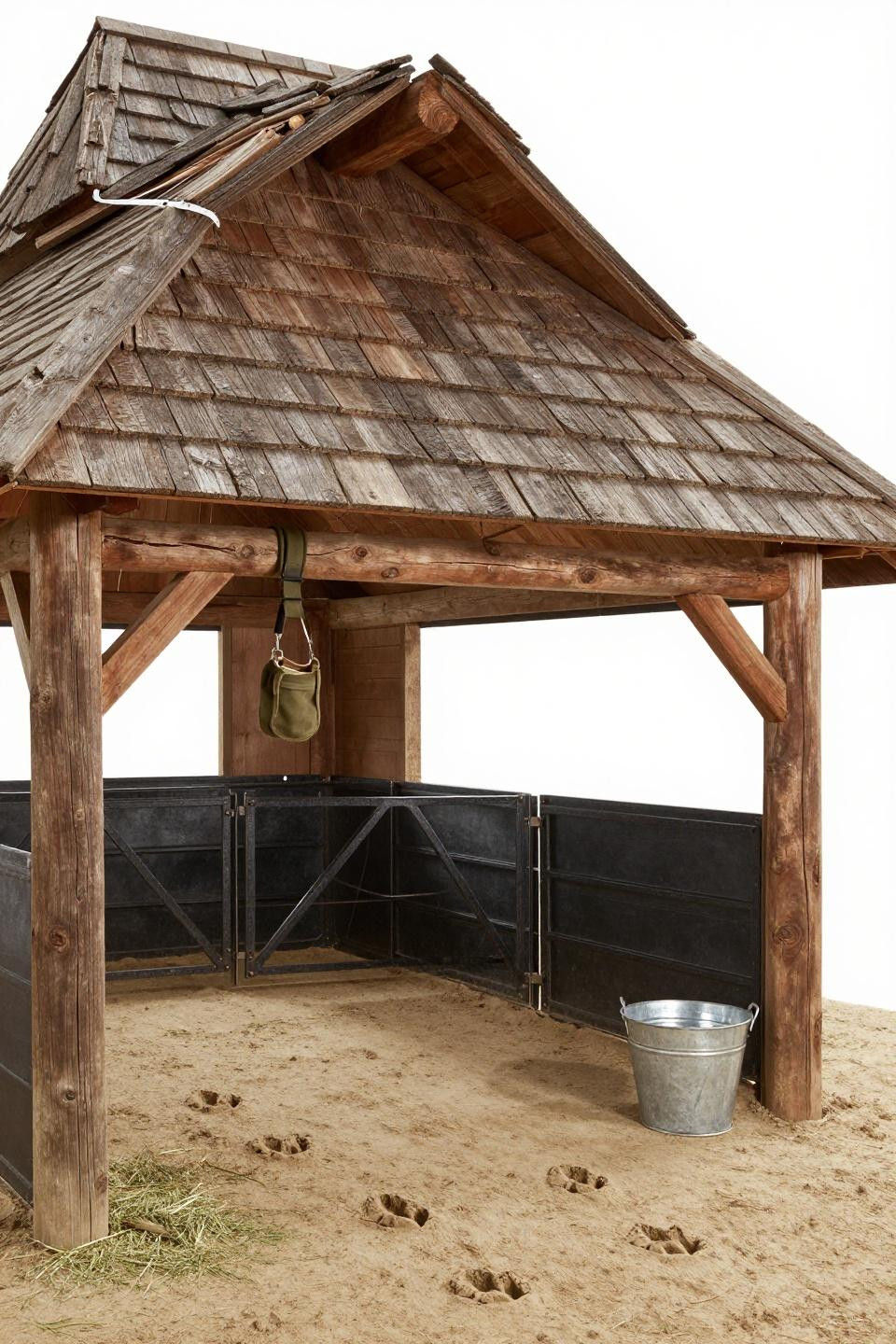Cheap barn ideas - overhead view of cattle shelter barn