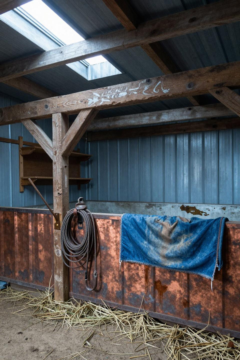 Small pole barn - timber frame tack room with copper siding