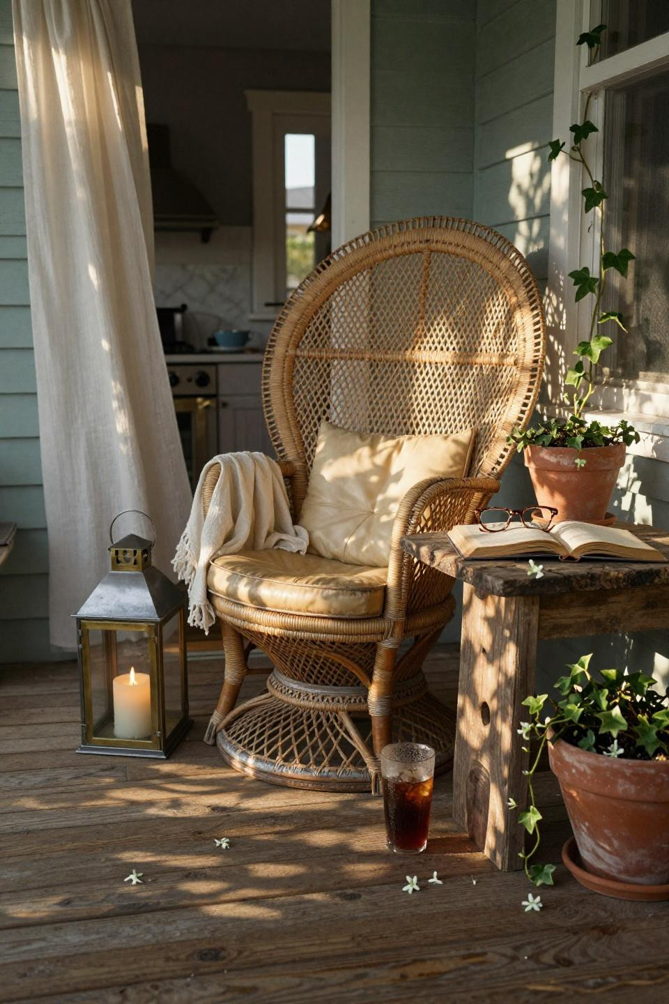 Back Porch Ideas - Cape Cod rattan peacock chair
