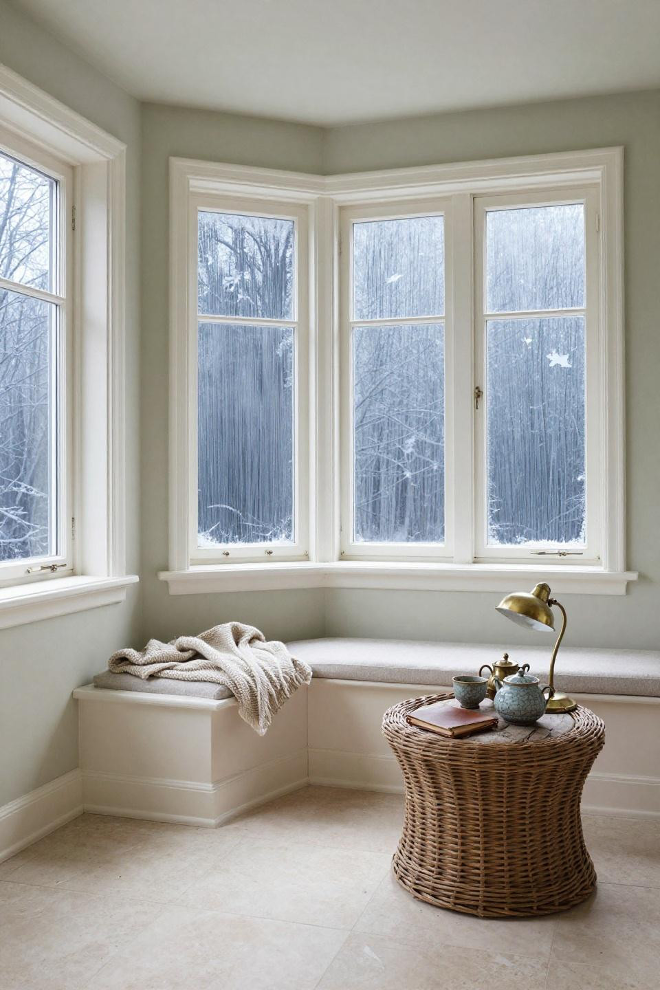 Sunroom inspiration - whitewashed timber frame with built in bench