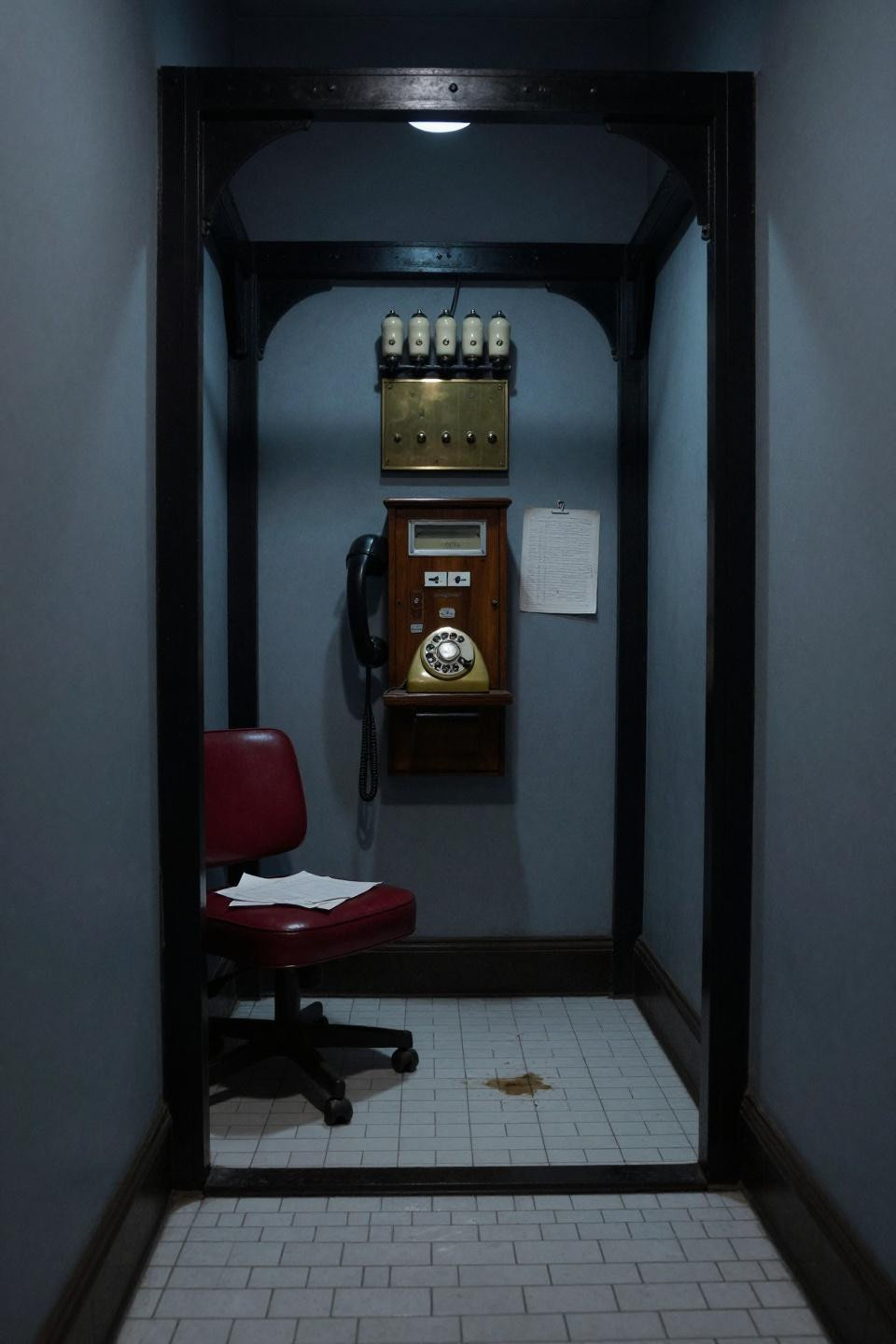 Fancy Bar - mahogany phone box within blackened steel frame