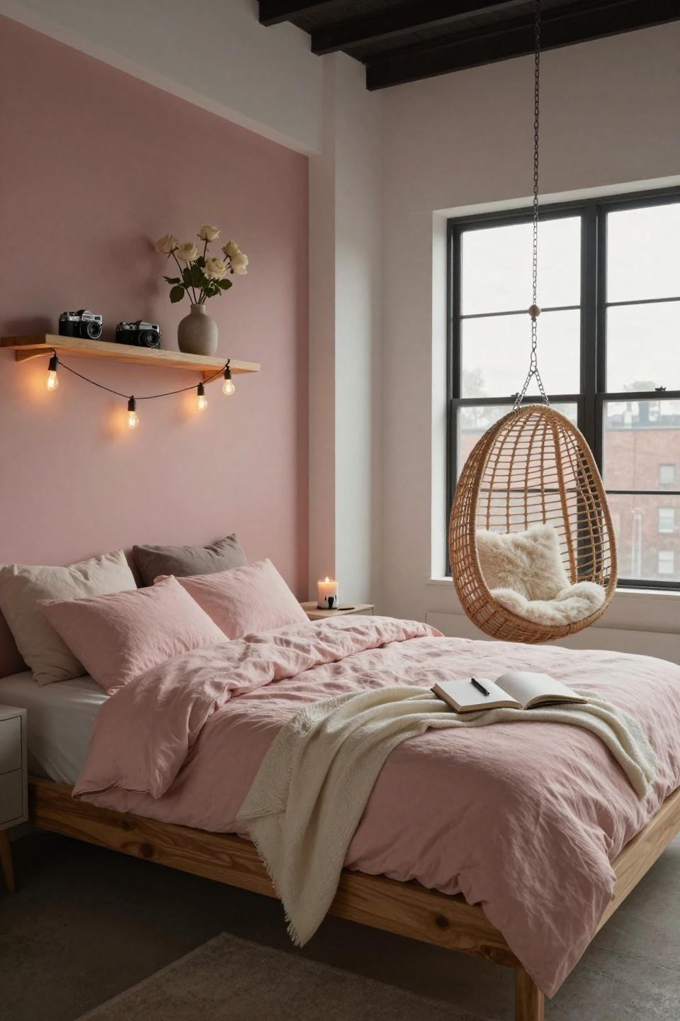 Girly Room Ideas - Brooklyn loft with pink walls