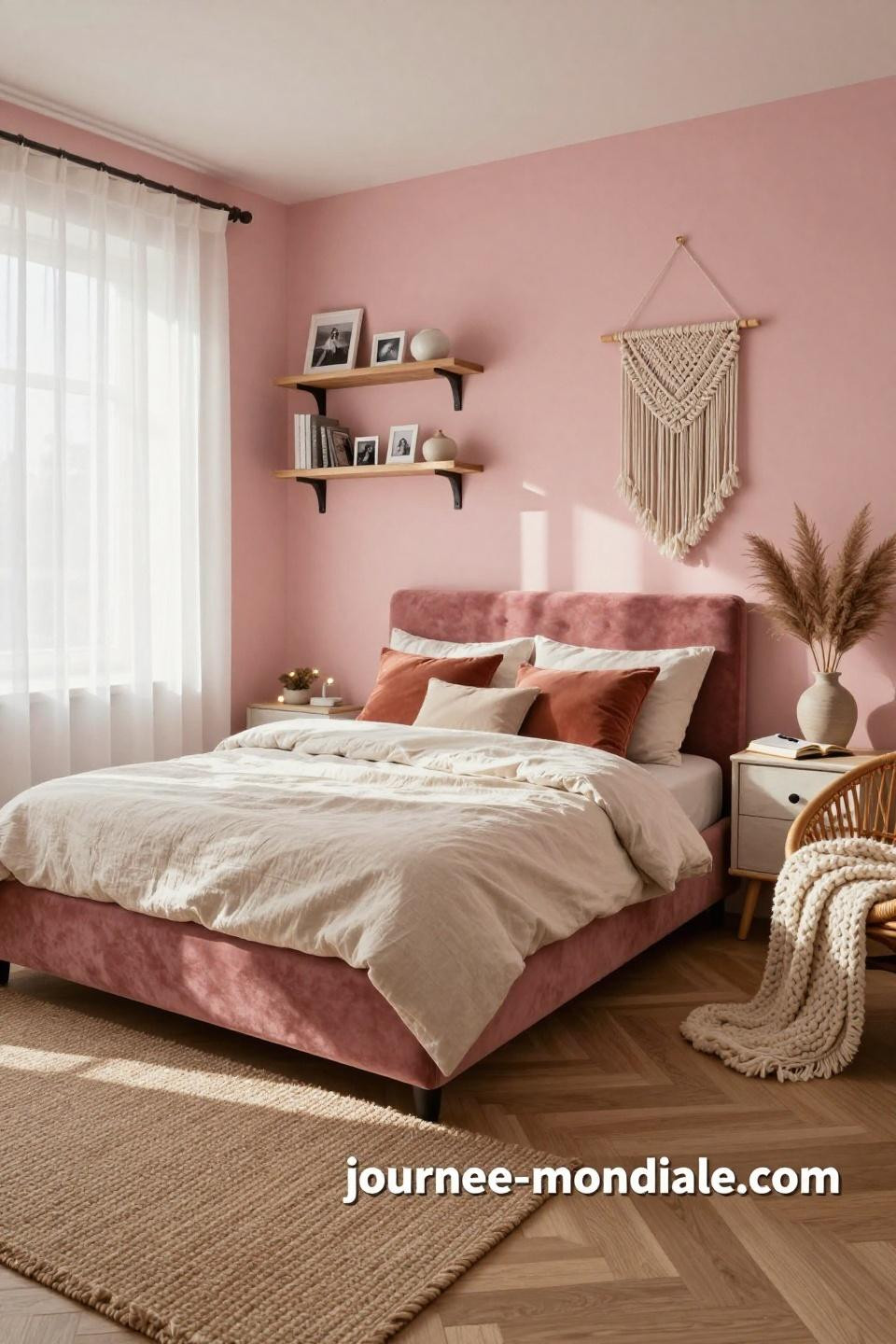 Teen Bedroom Decor Ideas - blush pink walls with cream accents