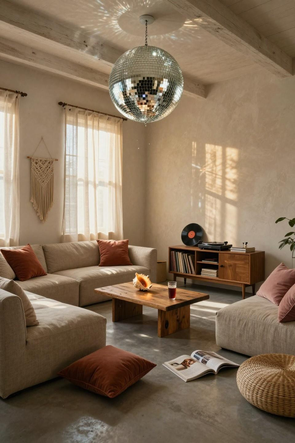 Boys Hangout Room - coastal loft with vintage disco ball