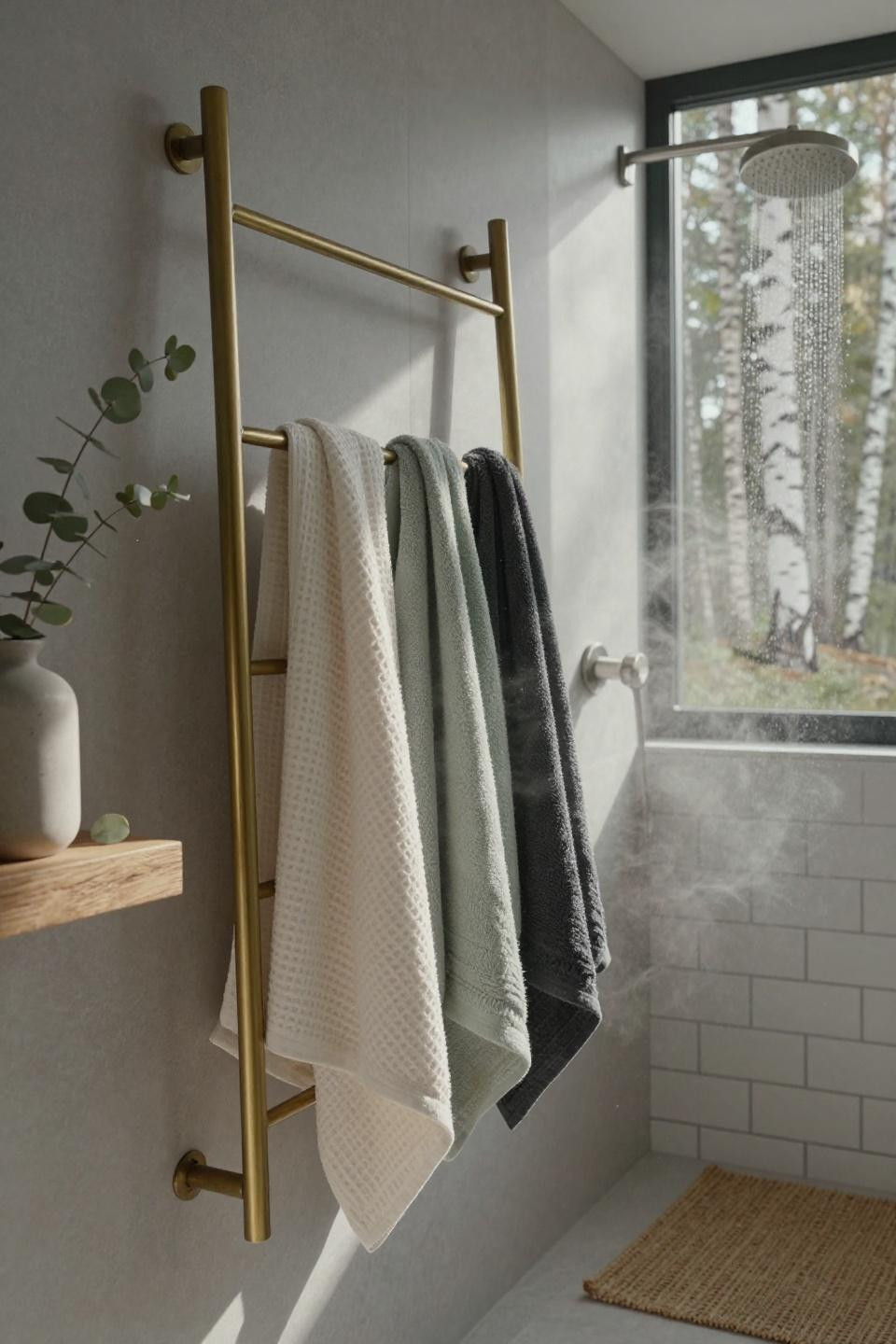 Towel Hanger Ideas Bathroom - complete brass towel storage system