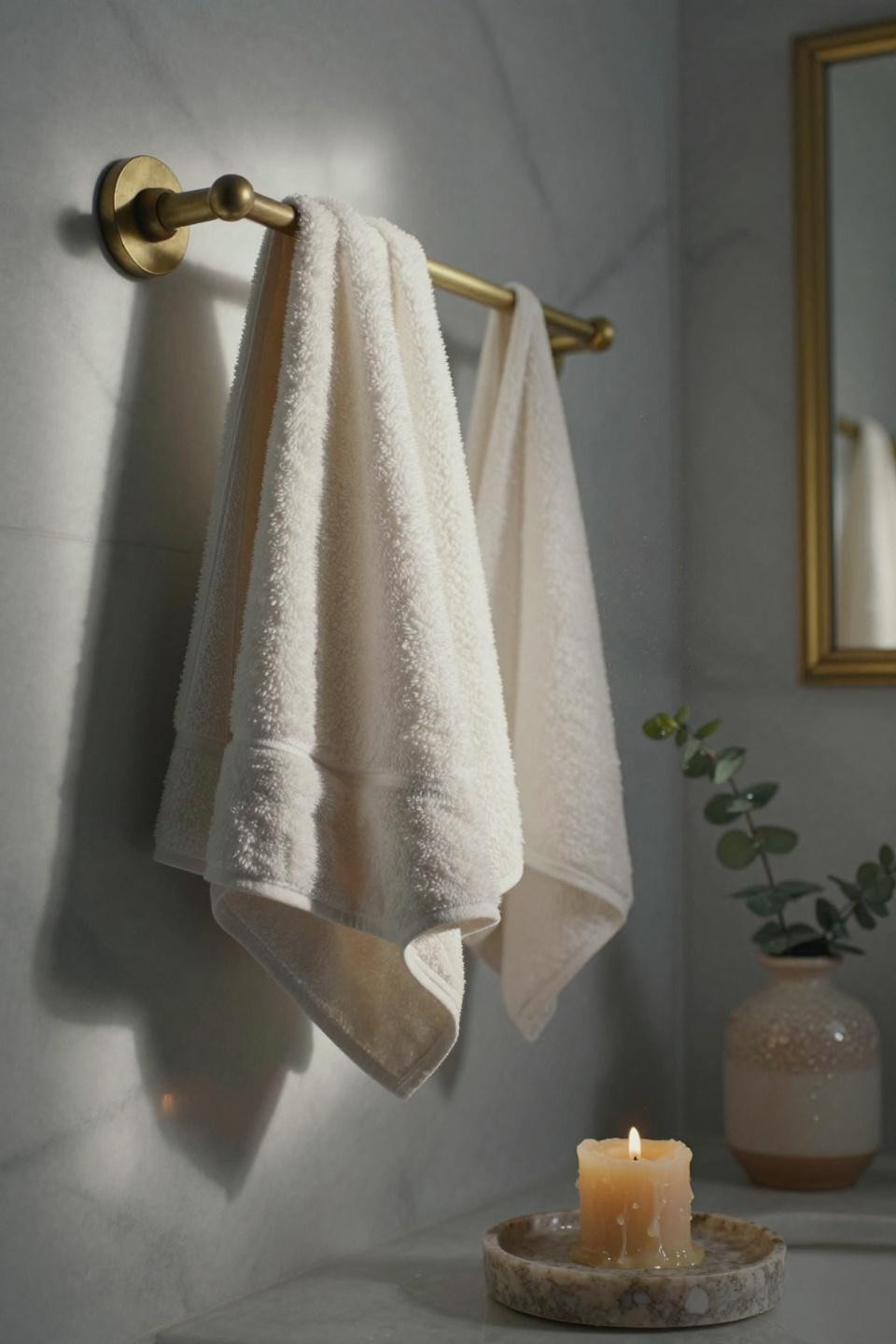 Bathroom Accessories Ideas - geometric brass towel rack design