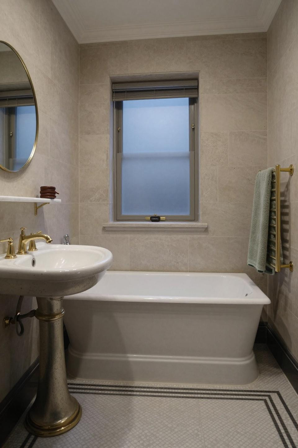 Victorian bathroom with tub in period alcove