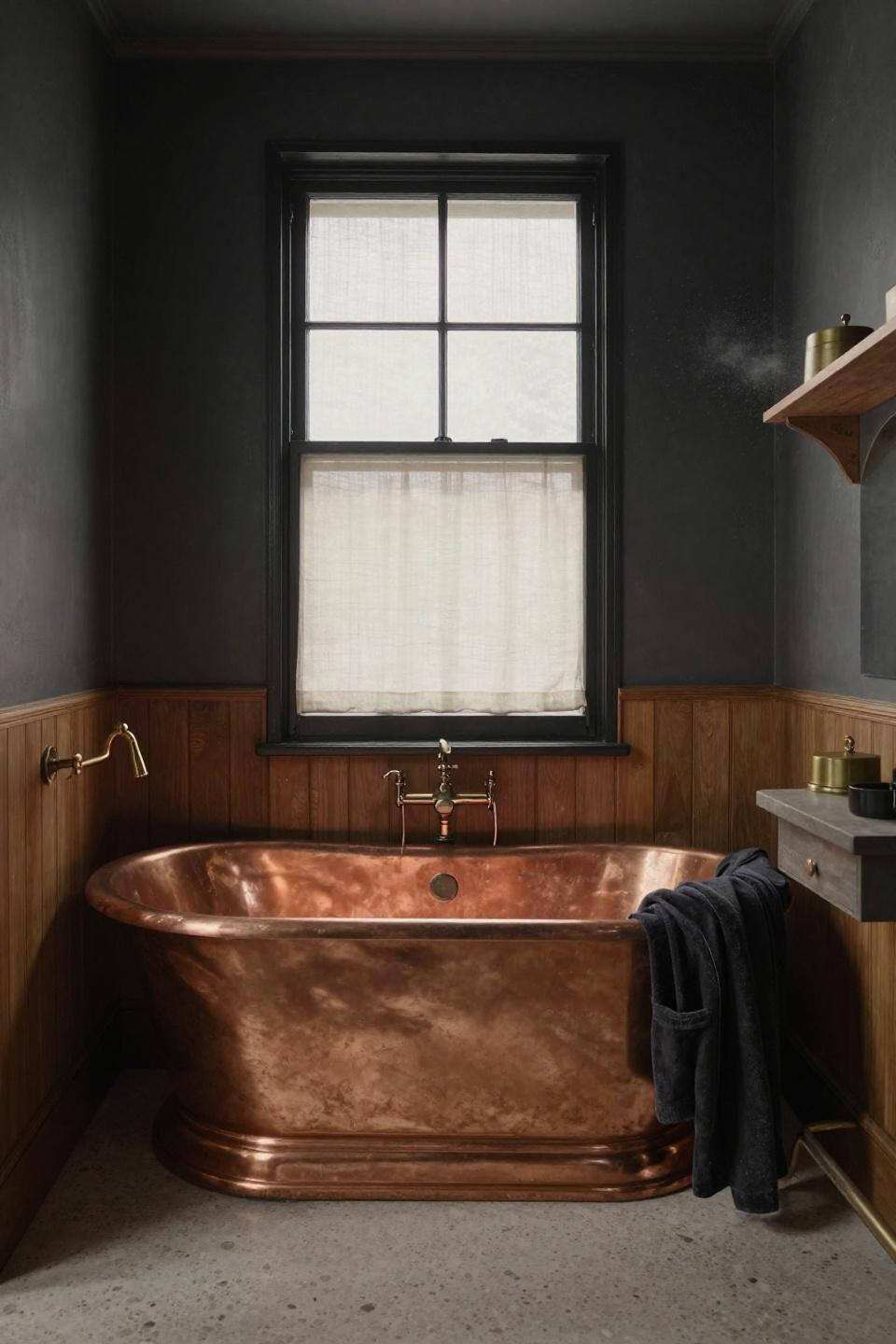 Victorian bathroom with freestanding copper tub