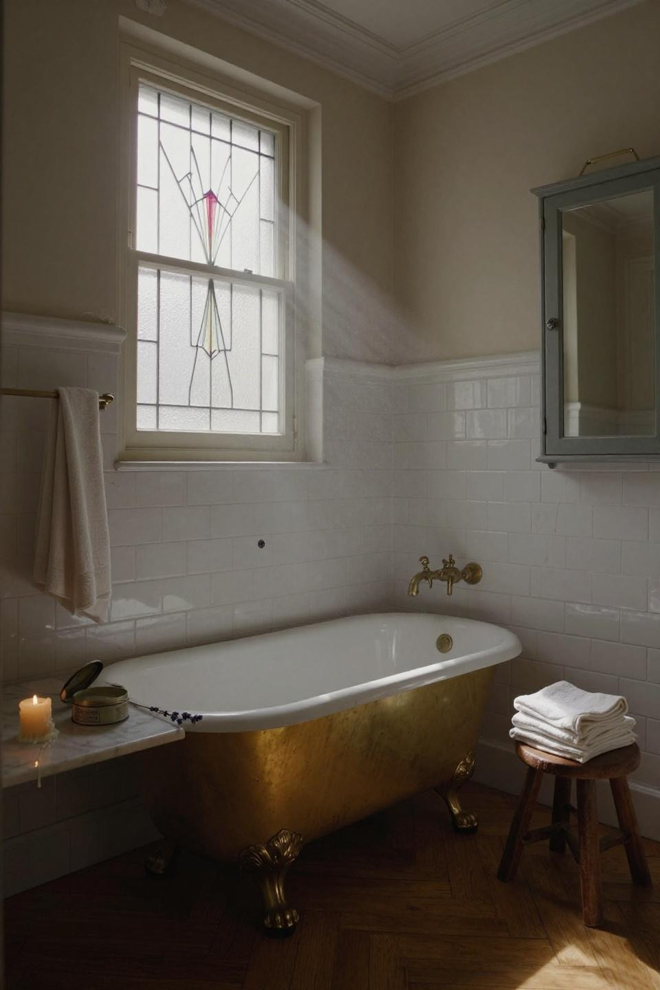 vintage small bathroom ideas - compact bathroom with clawfoot tub