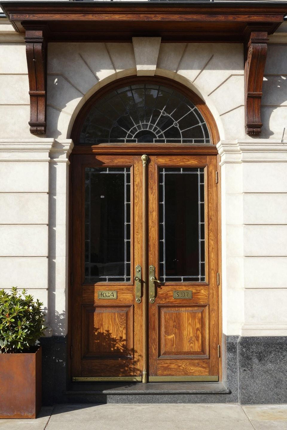 Double Front Door Ideas - Georgian walnut with Palladian arched transom