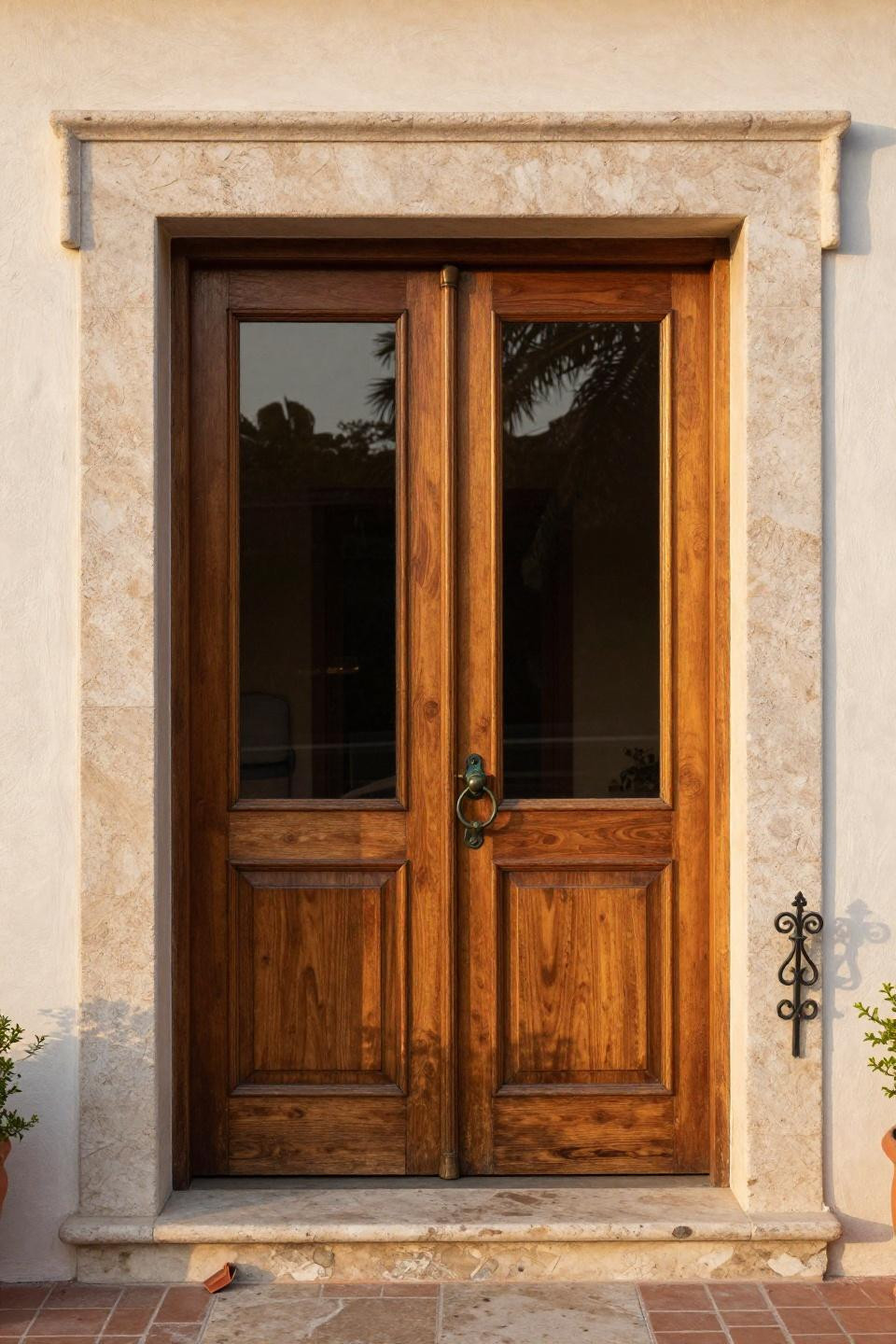 Wooden Double Doors Entrance Front Entry - mahogany with beveled glass