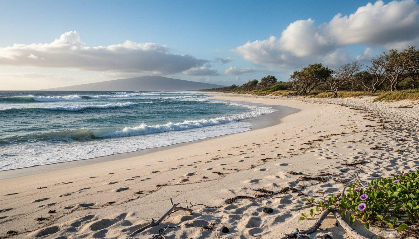 This Hawaii beach runs 3 miles of white sand with 6 cars parked on Saturdays