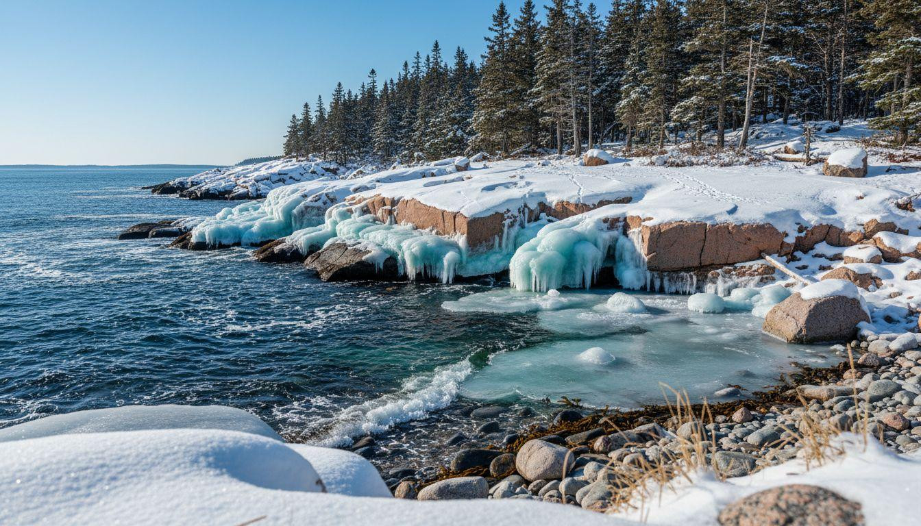 5 Maine coastal trails where ocean ice clings to pink granite all winter