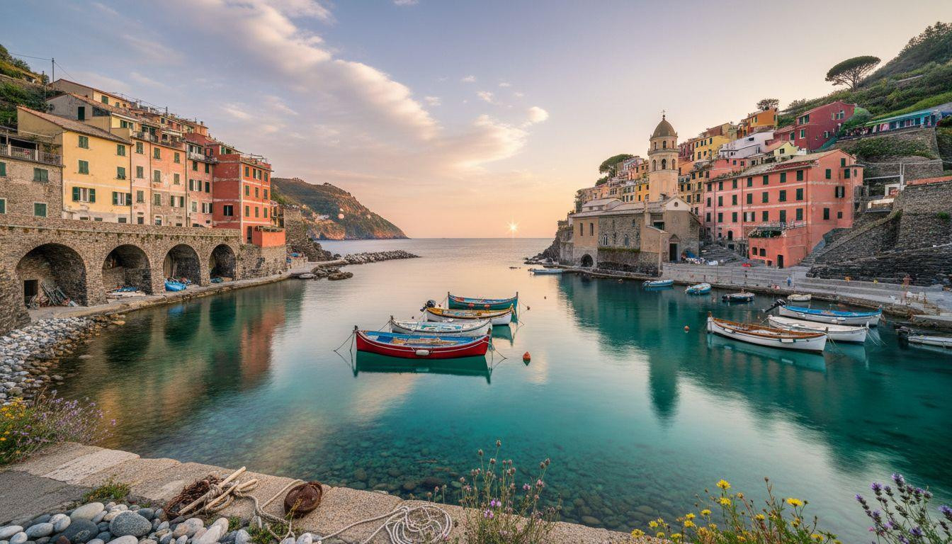 Better than Vernazza where sunset costs 0 and Tellaro keeps harbor gold for