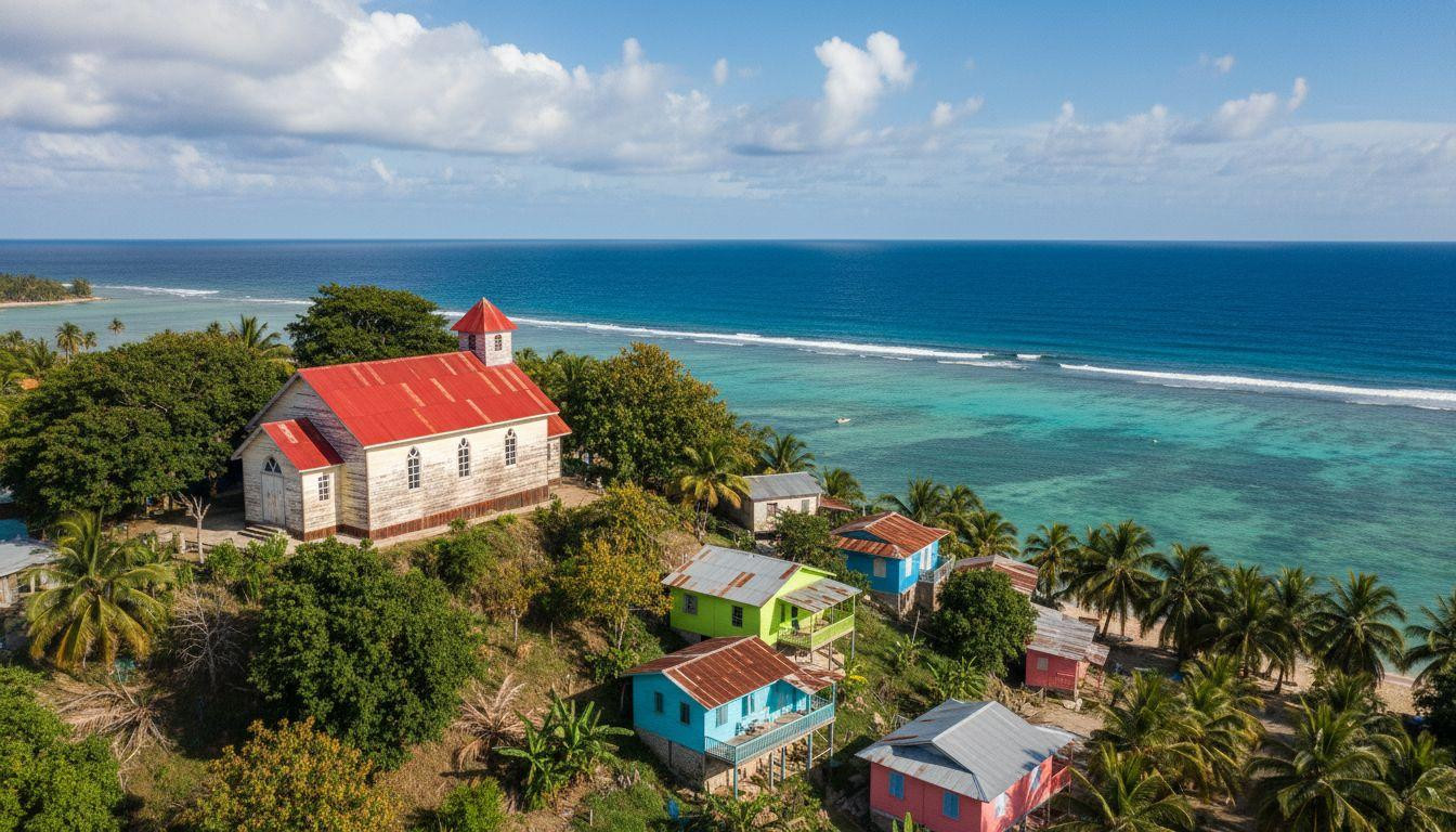 This Colombian island shows 7 water colors from one hilltop church