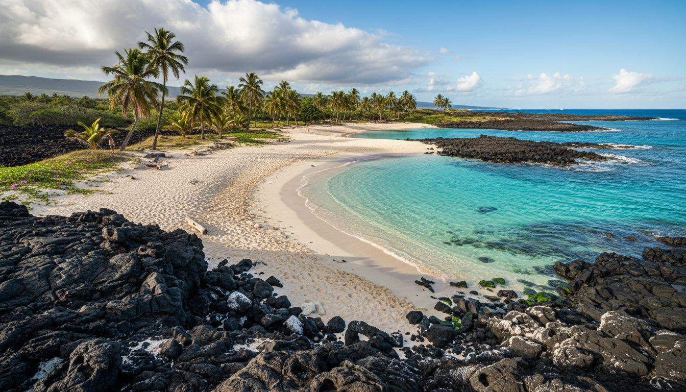 This Big Island beach hides white sand behind 1.5 miles of lava road