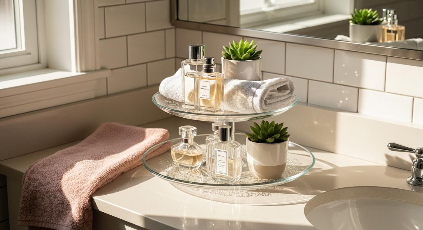 I put a cake stand in my bathroom (it's so pretty)