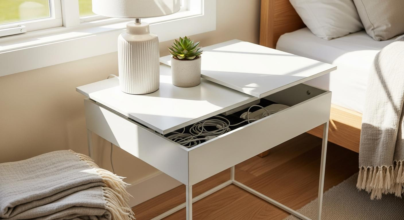 IKEA's $45 side table hides nightstand clutter in a removable tray you'd never notice