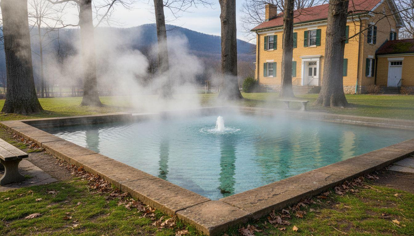 This West Virginia spring bubbles at 74°F while March air sits at 35°F
