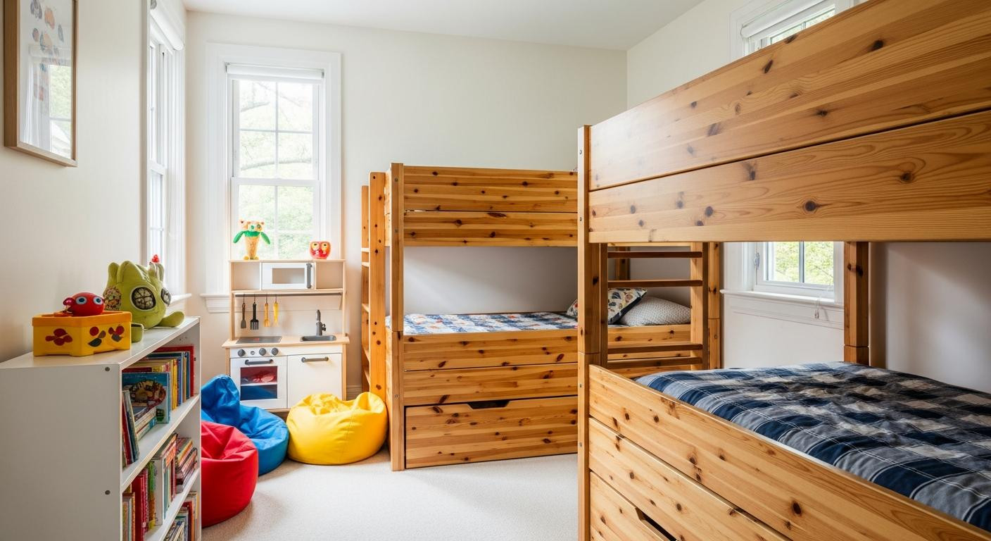 IKEA's 8 stacking twin bed reclaims 21 square feet in solid pine