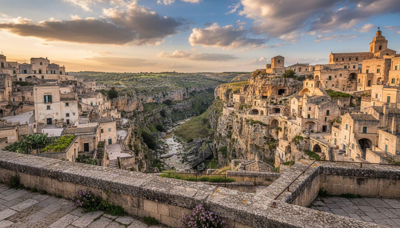 This Italian canyon stacks 9,000-year cave homes into honey-stone cliffs