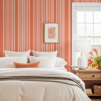 Peach Fuzz wallpaper makes plain bedrooms feel like cozy retreats (finally)