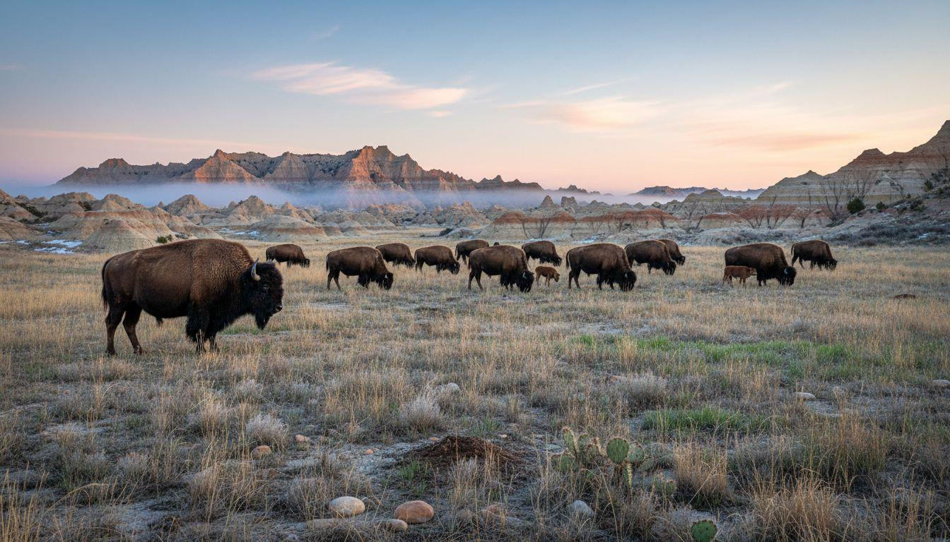 Better than Badlands Loop where 1M tourists cost and Sage Creek keeps bison herds free