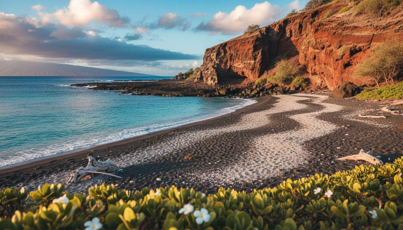 This Maui beach hides black sand where most tourists drive past the yellow gate