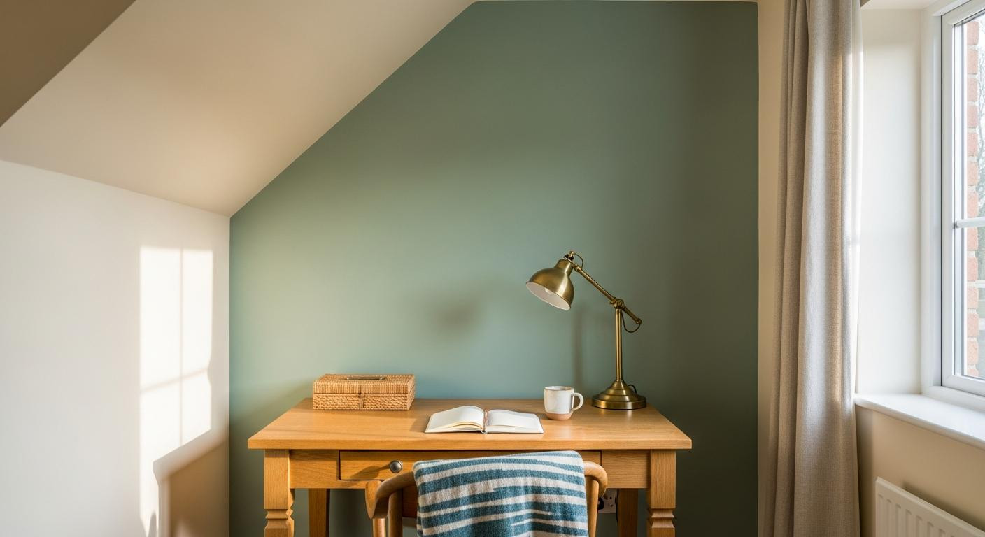 I painted my awkward office wall sage green and it finally feels intentional