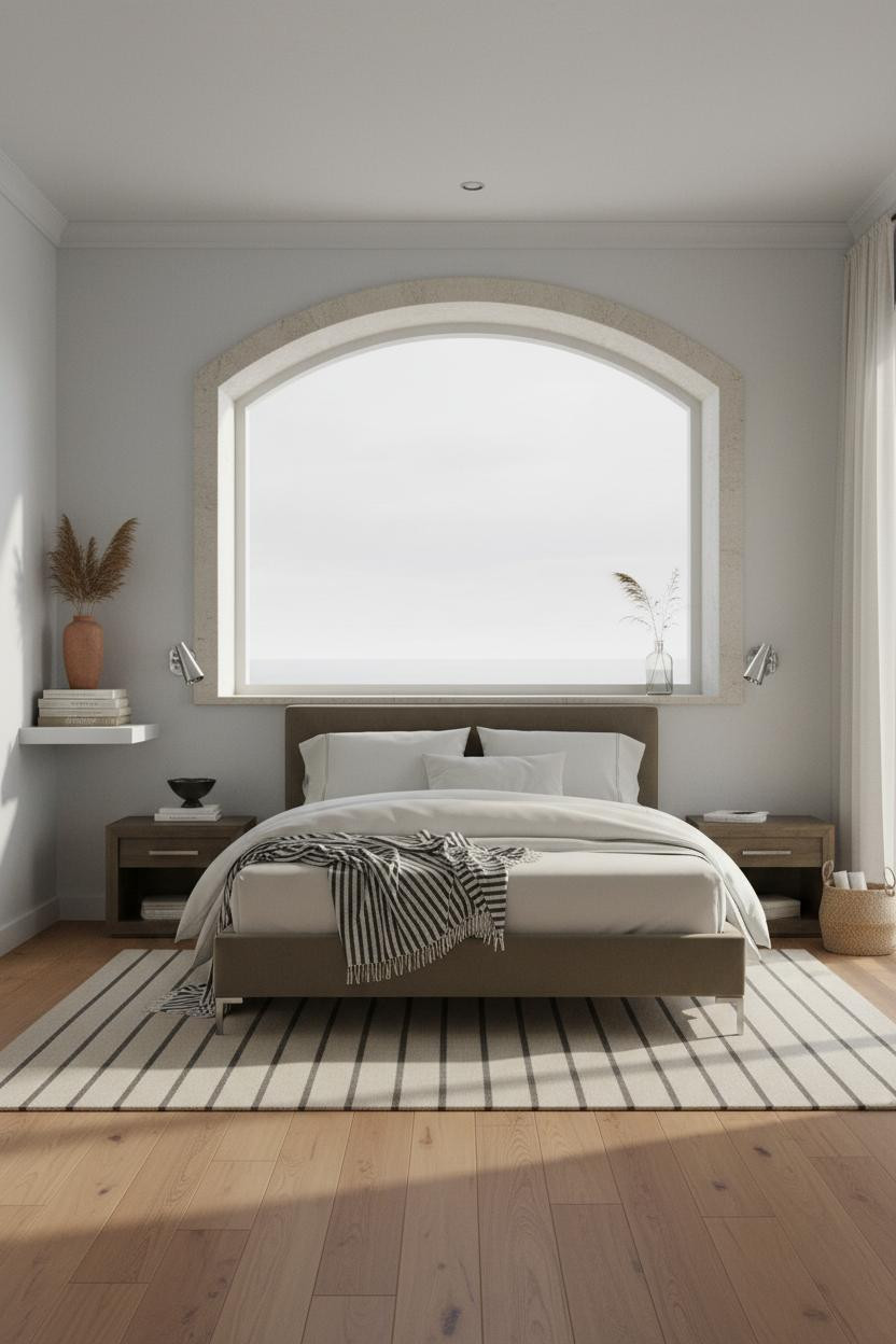 Beach House Bedroom Coastal Arched Window