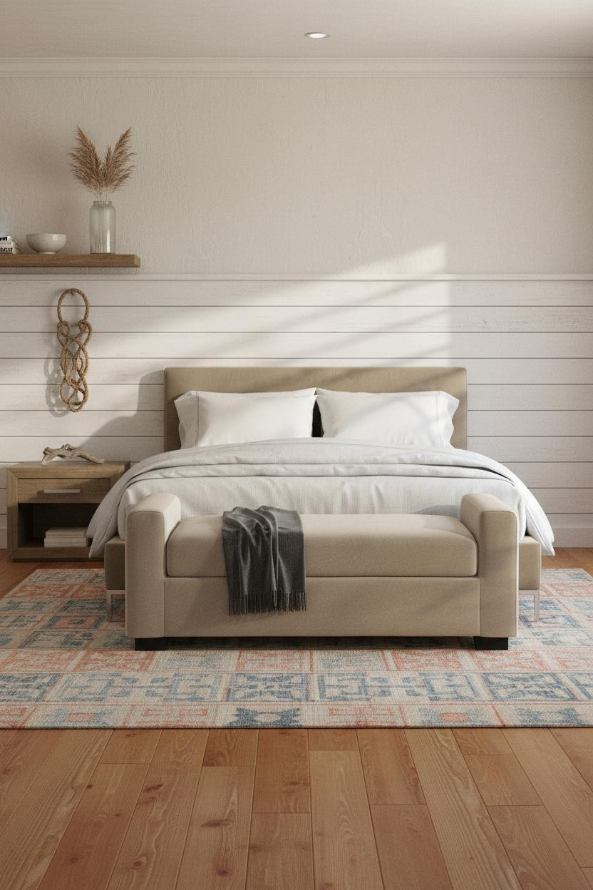 Beach House Bedroom Coastal Wainscoting Design