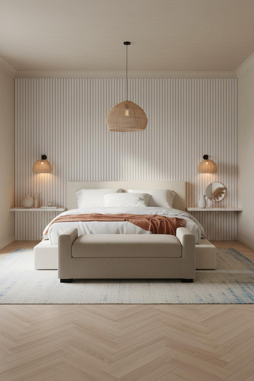 Beach House Bedroom Coastal White Slats