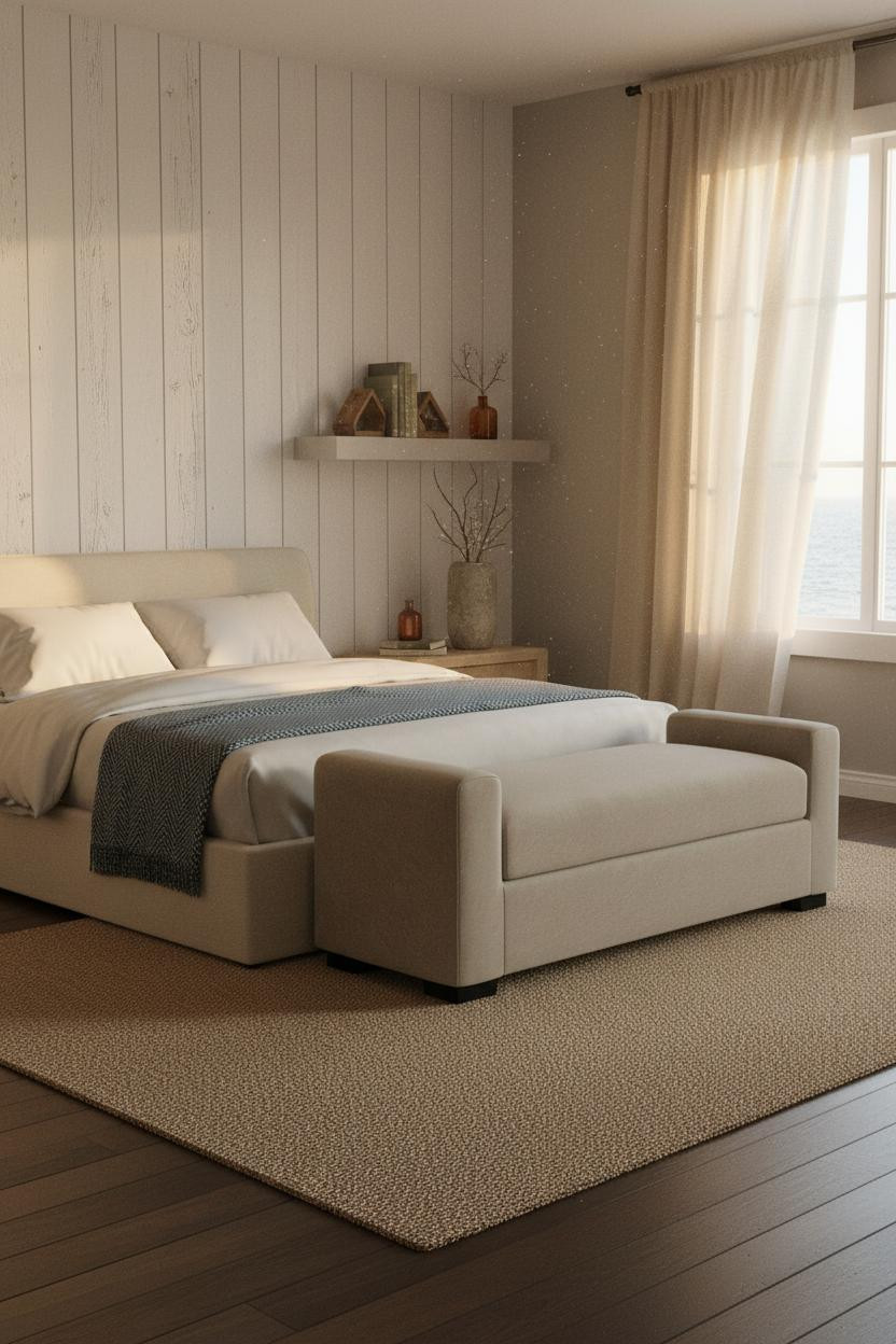Beach House Bedroom Coastal Whitewashed Batten