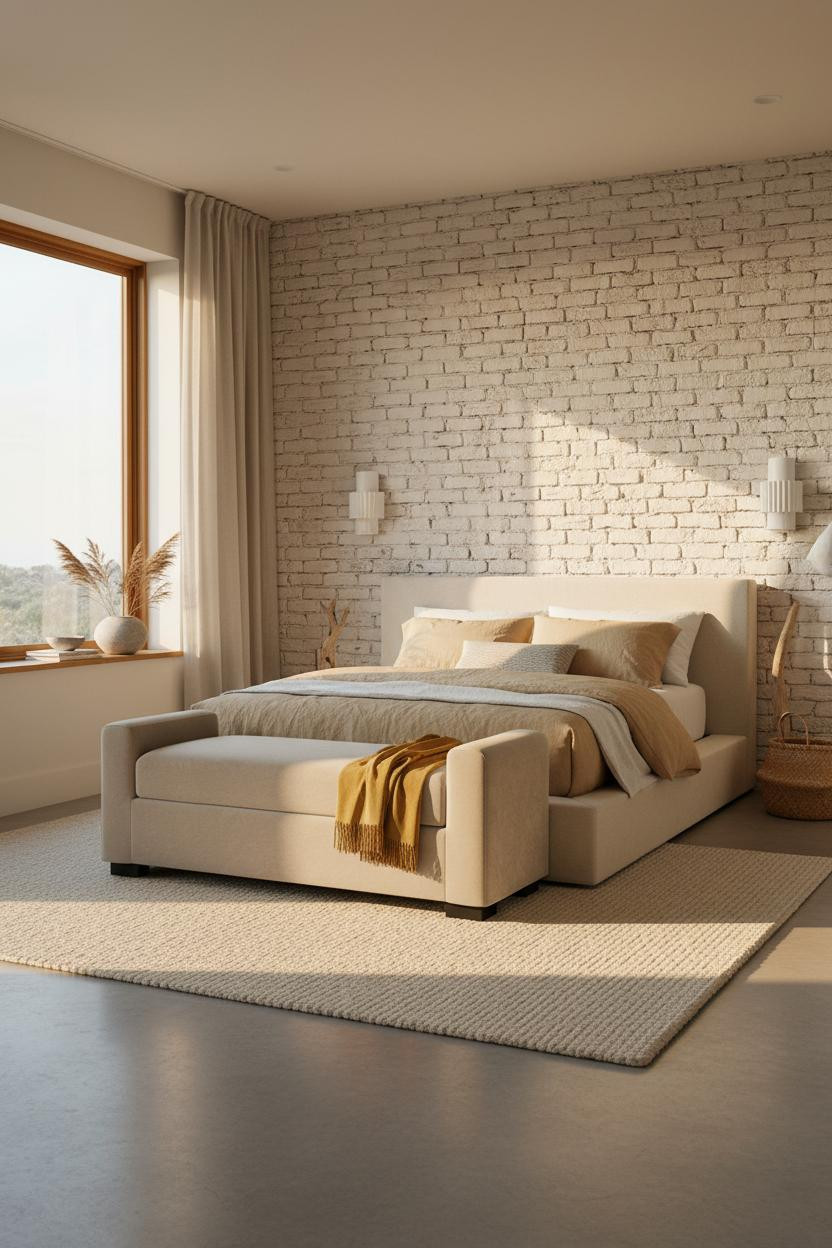 Beach House Bedroom Coastal Whitewashed Brick
