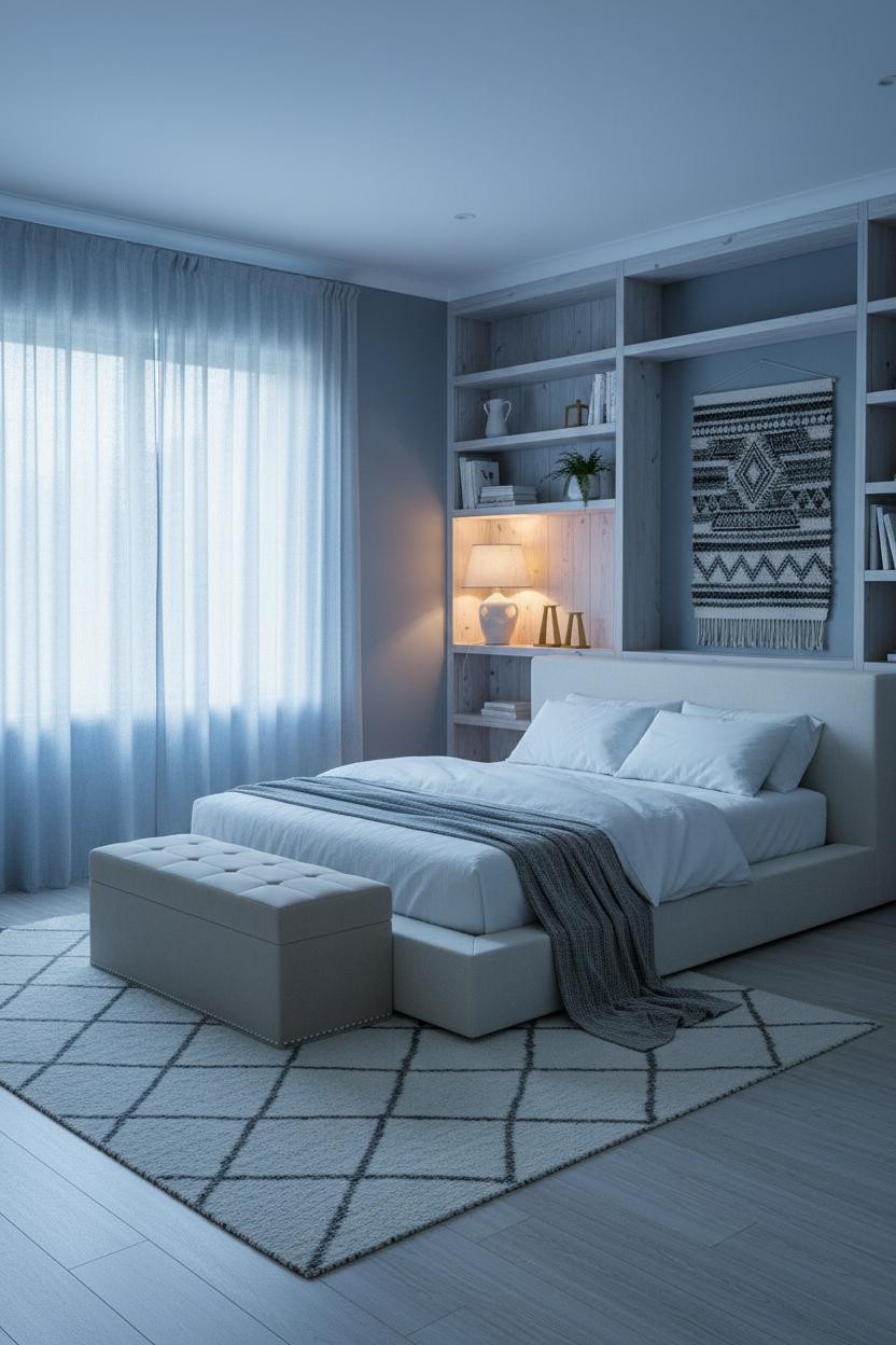Beach House Bedroom Coastal Whitewashed Shelving