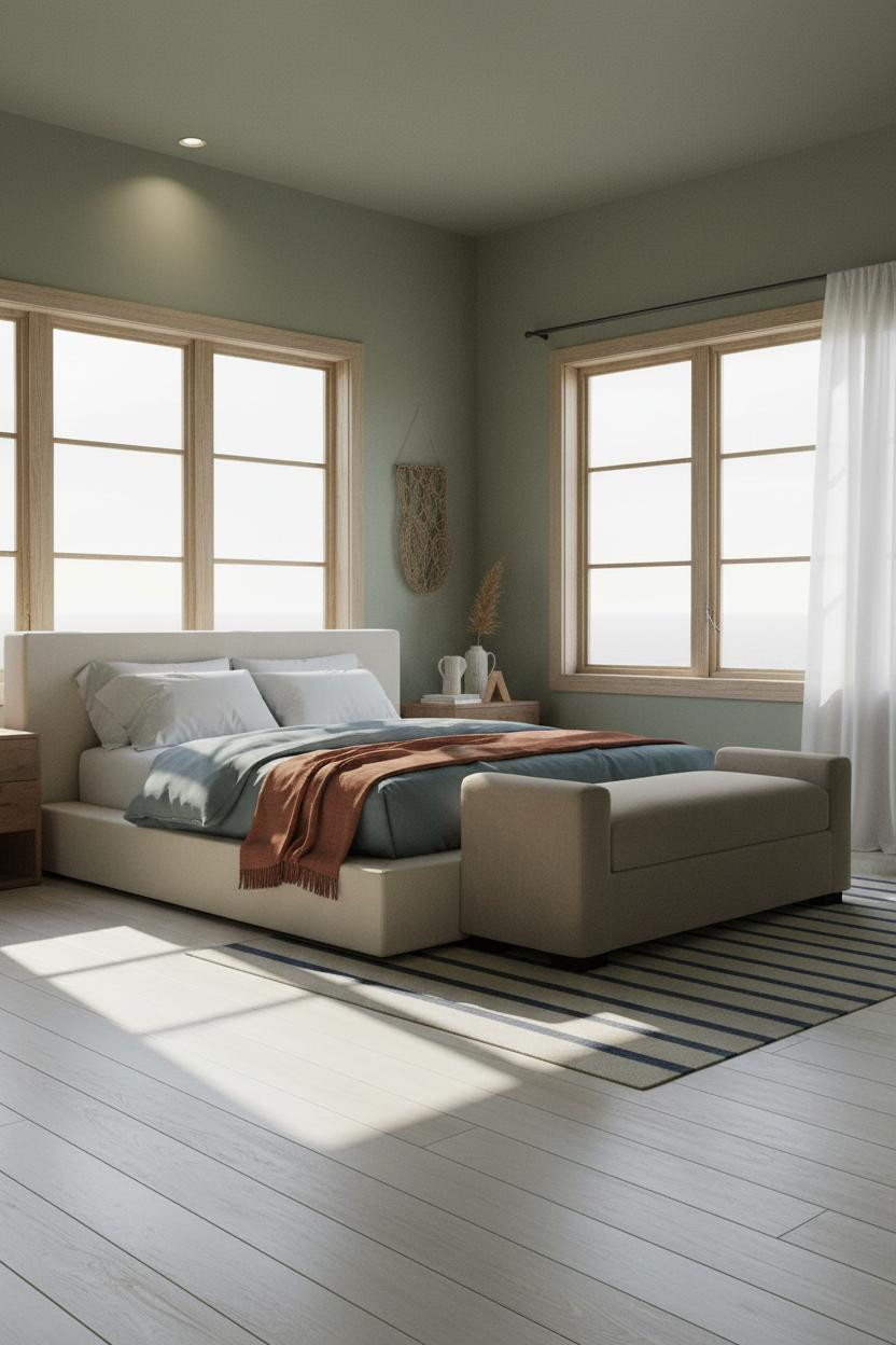 Beach House Bedroom Coastal Whitewashed Windows
