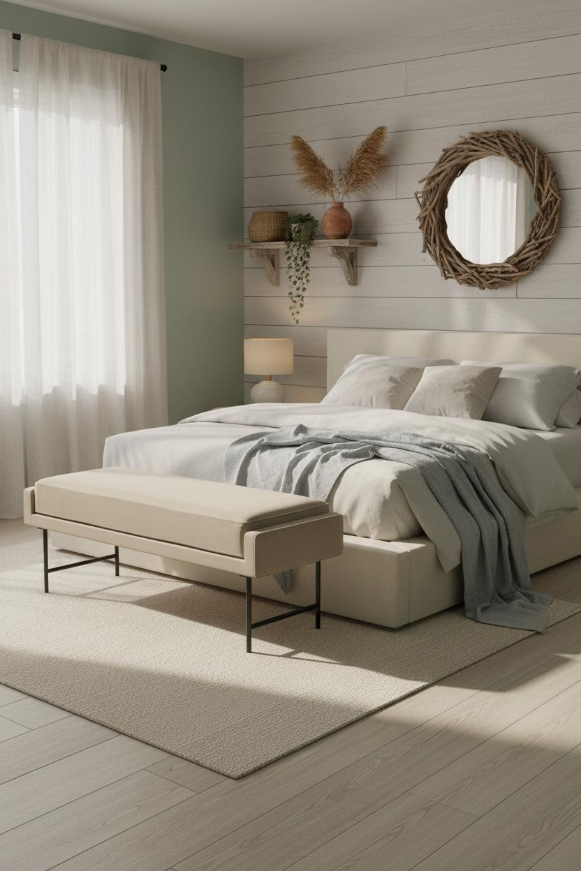 Beach House Bedroom Shiplap Coastal Modern