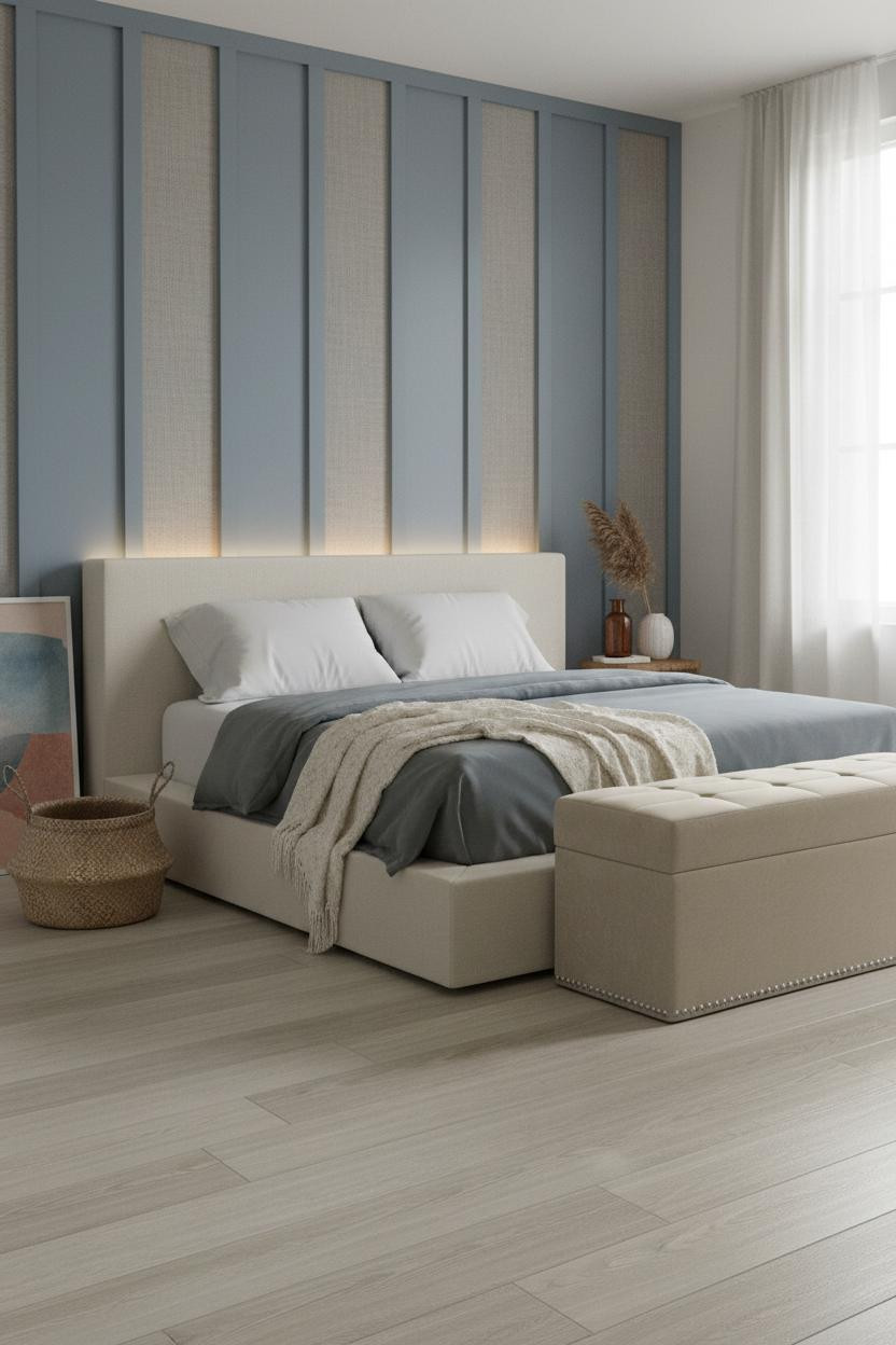 Beachy Boho Bedroom Coastal Blue Accent Wall