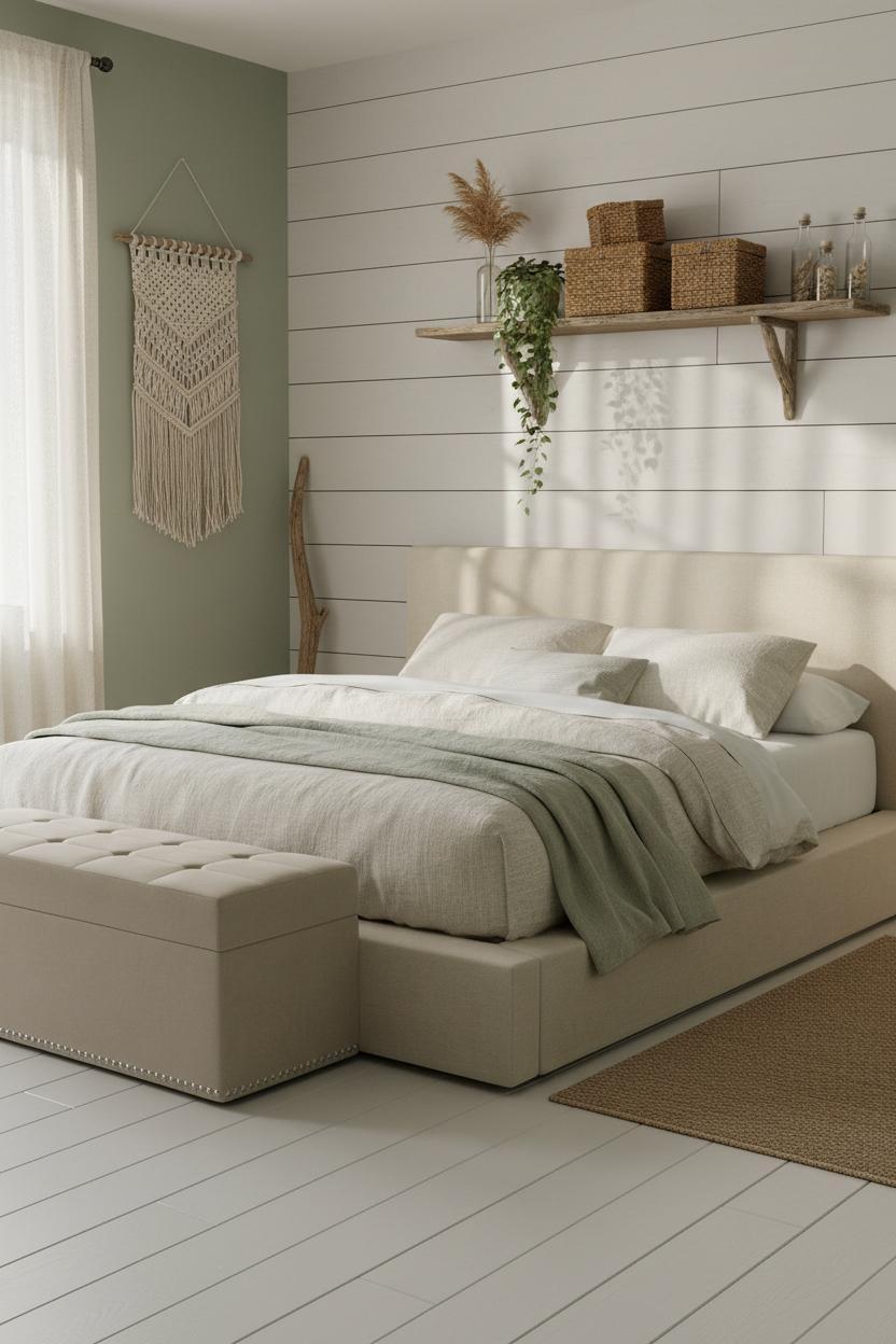 Beachy Boho Bedroom Coastal Shiplap