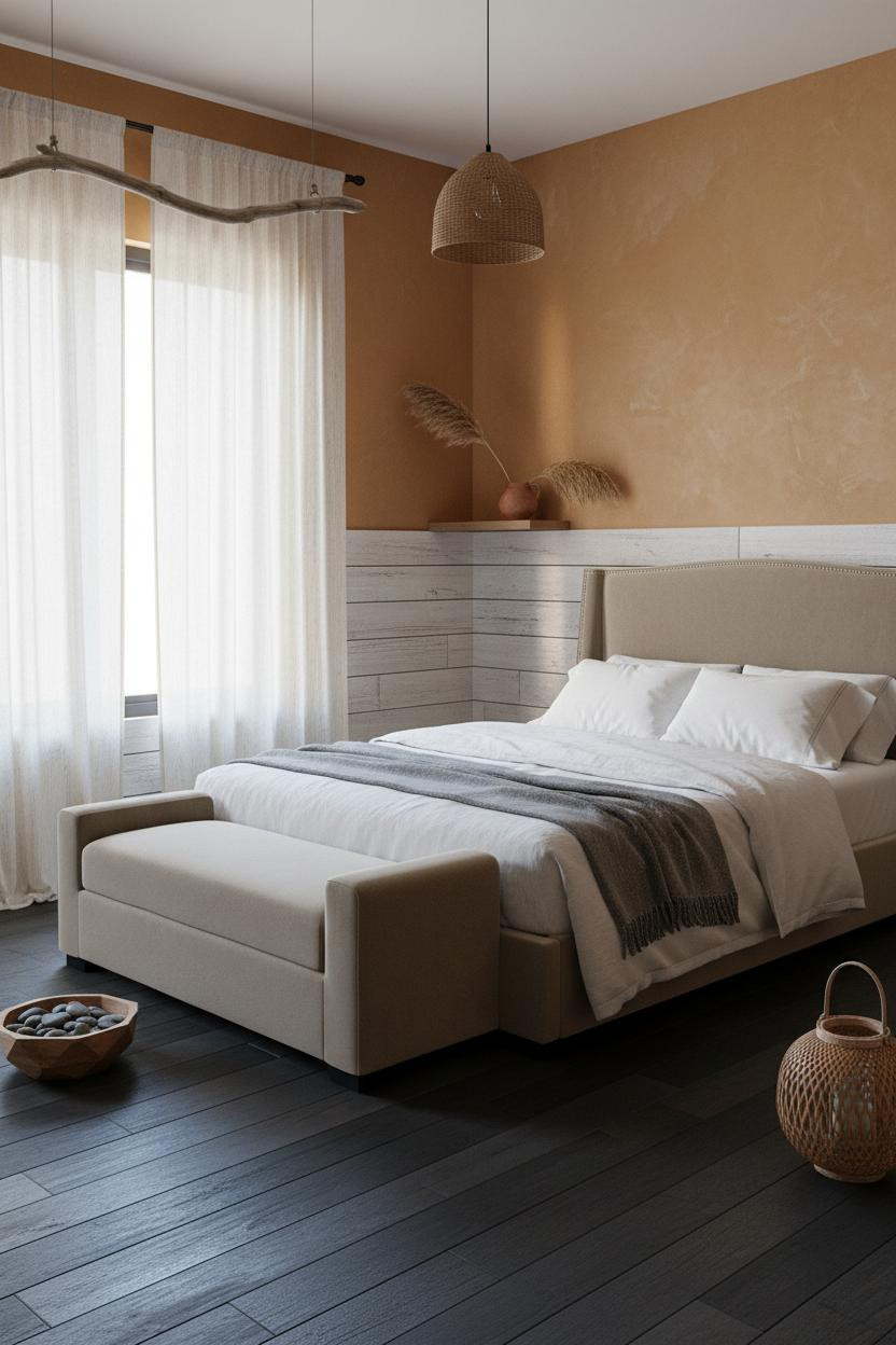 Beachy Boho Bedroom Coastal Wainscoting