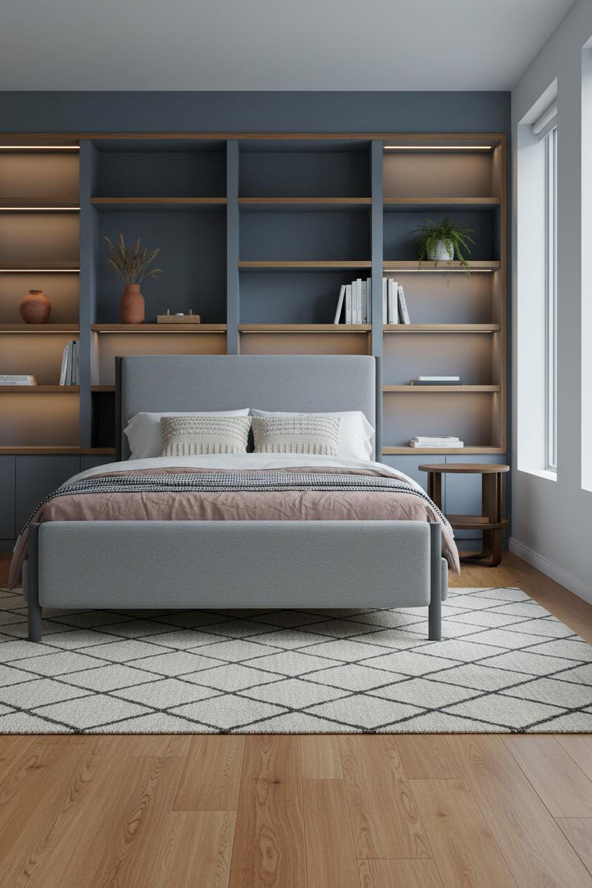 Black Bed Frame Bedroom Ideas Shelving