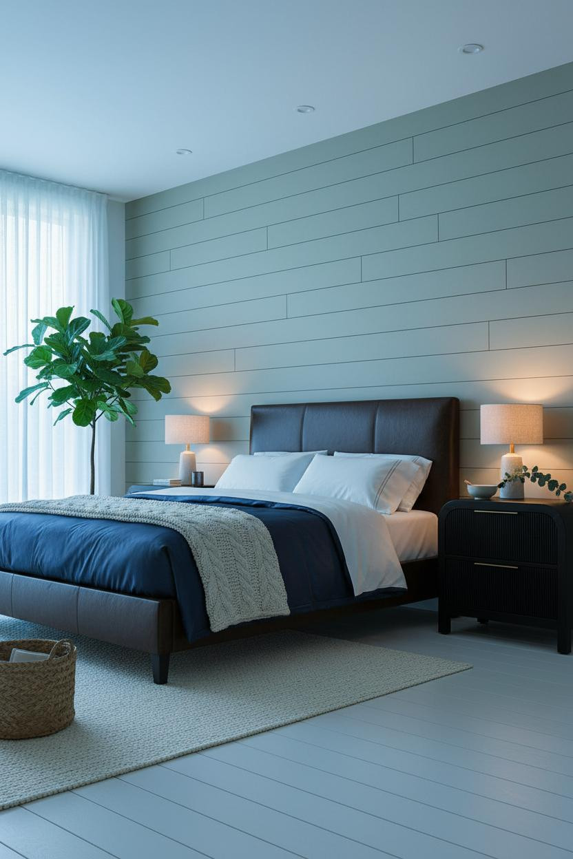Black Bed Frame Coastal Modern Bedroom